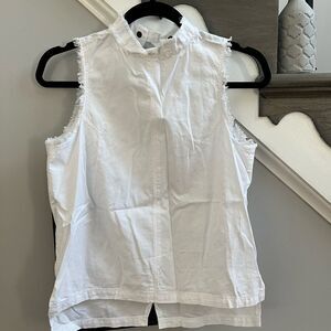 SI-IAE Raw Hem Back Snap Mock Neck Sleeveless Top sz XS NWOT